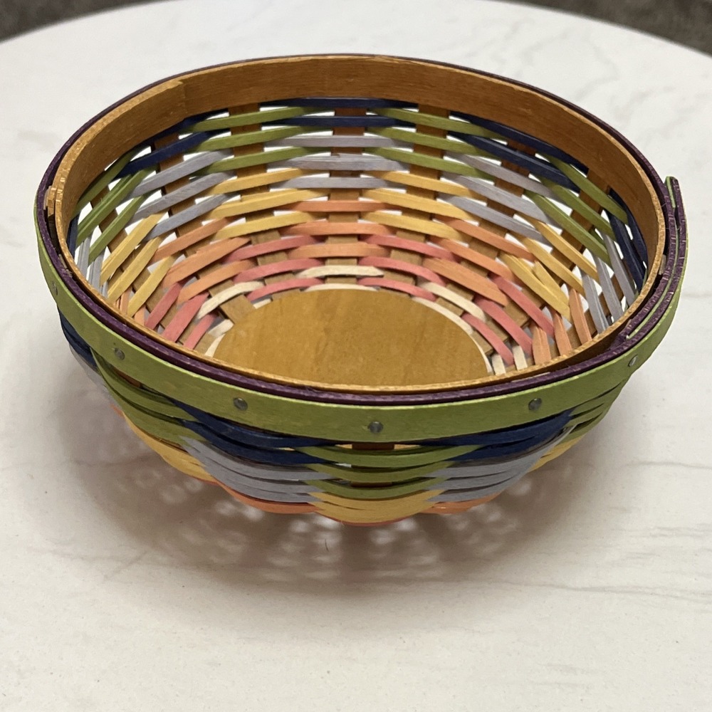 Longaberger 2010 Summertime Stripe Buffet Bowl Buddy Basket Pastel Picnic Summer